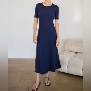 AYR Medium Navy Ribbed Moderne Maxi Dress